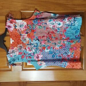 Concepts V-Neck Floral Sleeveless Tank Top with Sparkly Gems, Size XXL, Like New